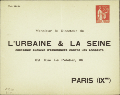 N° 283 (B6f1) 50c Paix Urbaine & La Seine Paris 9è (pli) Qualité:  Cote: 325  € - Other & Unclassified