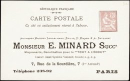 N° 124 D4  10c Mouchon Carte Postale Privée "Minard" Qualité:  Cote: 1300  € - Sonstige & Ohne Zuordnung