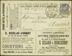 N° 90 J75a 15c Sage Enveloppe Annonce édition Calvel Qualité: OBL Cote: .....  € - Autres & Non Classés