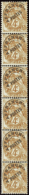 N° 42 4c Blanc Bande Verticale De 6 Timbres Qualité: ** Cote: 3250  € - Autres & Non Classés