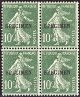 N° ON              61 10c Semeuse Vert Bloc De 4  1ex Spécimen Sans Accent Qualité: ** Cote: 126  - Sonstige & Ohne Zuordnung