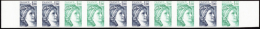 N° 1972 1,00 Sabine Bande De 10 Essais De Couleur Qualité: ** Cote: .....  € - Other & Unclassified