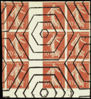 N° 135 Non Dentelé Annulé Hexagones Bloc De 9 Qualité:  Cote: .....  € - Other & Unclassified