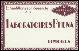 N° 188 10c Phéna Carnet De 10 Timbres Qualité: ** Cote: 650  € - Other & Unclassified