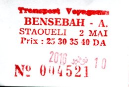 Algérie: Ticket De Bus D'Alger  Pour Le Trajet De Bab El Oued à La Grande Poste - Monde