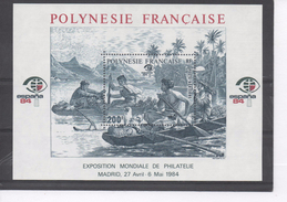 POLYNESIE Frse -  "Espana 84" Exposition Philatélique - Scène De La Vie Du Maori (gravure Ancienne) - - Blocs-feuillets