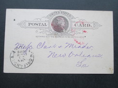 USA 1889 Ganzsache Mit 2 Roten Stempeln! New Orleans LA. 4 - Storia Postale