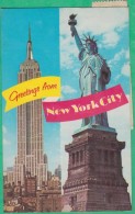 Etats Unis - Greetings From New York City - Statue Of Liberty, Libertuy Island In Harbor - Empire State Building - Statue Of Liberty