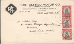 Cover From South Africa For California (USA)  Port Alfred Motor  And CO - Lettres & Documents