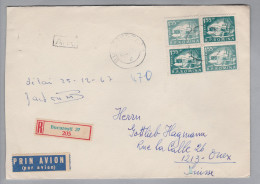 Rumänien 1957-02-13 Bukarest R-Brief Mit Rückschein Nach Onex CH - Covers & Documents