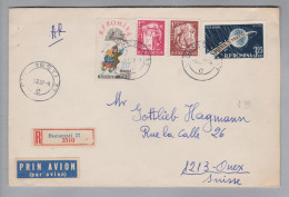 Rumänien 1957-02-03 Bukarest R-Brief Mit Rückschein Nach Onex CH - Covers & Documents