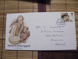 A406.FDC.  Premier Jour.Royaume-Uni. FAMINE IN AFRICA APPEAL.. MID NORTHUMBERLAND 1985 - Unclassified