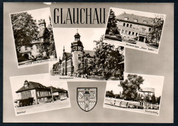 8168 - Alte MBK Ansichtskarte - Glauchau - N. Gel - Freibad, Bahnhof Postamt - Glauchau