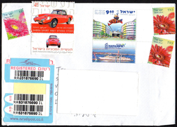 ISRAEL 2016 - REGISTERED ENVELOPE - AUTOMOTIVE INDUSTRY: SABRA SPORT 1961 - HAIFA: PALMER GATE / FLOWERS: RED GERBERA - Lettres & Documents