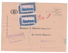 CF / SP 306 Paar Op NMBS Medische Kaart - Obl C.R. Charleroi - Centre Régional Charleroi 6 11 1951 - Documenten & Fragmenten