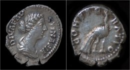 Diva Faustina Jr AR Denarius Peacock Standing Right - Die Antoninische Dynastie (96 / 192)