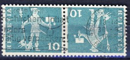 #Schweiz 1963. Inverted Stripe: Michel 697y. Cancelled(o) - Tete Beche