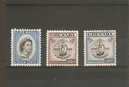 GRENADA 1955 7c, 25c, 50c  SG 199, 201, 202  UNMOUNTED MINT WATERMARK MULTIPLE SCRIPT CA Cat £9.75 - Grenada (...-1974)