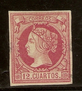 Edifil 53 (*)  12 Cuartos Carmín   Isabel II  1860/61   DICTAMEN AUTENTICIDAD   NL1325 - Nuevos