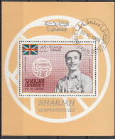 Bf. 506A Sharjah 1968 Soccer Calcio Blakpool Stanley Matthews Nuovo Preoblt. Perforato. - Unused Stamps