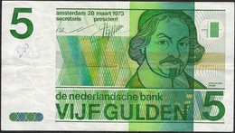 PAYS-BAS  P95  5  GULDEN   1973  Small Writing Otherwise VF, NO P. H. ! - 5 Gulden