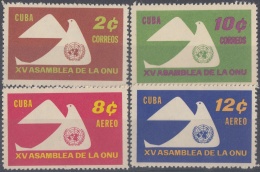 1961.65 CUBA 1961. MNH. Ed.871-874. ASAMBLEA DE LA ONU. PALOMA. PIGEON. BIRD. PAJAROS. AVES. - Neufs