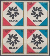 1972.43 CUBA 1972. PRUEBA EN BLOCK 4 IMPERFORADA CLAE. NOT ISSUE. IMPERF BLOCK 4. WITHOUT GUM. DEFECTO VISIBLE. - Ongebruikt