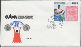 1982-FDC-51 CUBA. FDC. 1982. DEPORFILEX EXPO INTERNACIONAL DE FILATELIA Y NUMISMATICA. DEPORTES. SPORTS - FDC