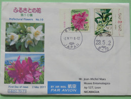 Japan 2011 Cover To Nicaragua - Flowers - Brieven En Documenten