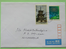 Japan 2011 Cover To Nicaragua - Temple - Birds - Storia Postale