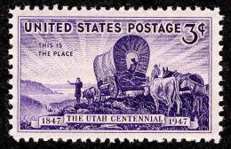 1947 USA Utah Centennial Stamp Sc#950 Ox Horse Sun Light - Climate & Meteorology