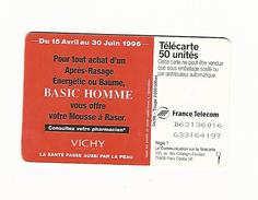 04 / 96  F636 BASIC HOMME 50 U GEM 1 A  DN 9 CARAC. LASERS  2 LIGNE    UTILISÉE - Variétés