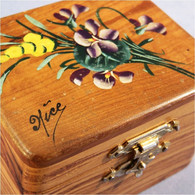 BOITE EN OLIVIER SOUVENIR DE NICE + Coffret Peinture Fleur Art Populaire Provence - Boxes