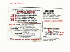 04 / 96 F645 OPTICAL 50 U SO3 V° LILLE JUSTIFIE A DROITE    UTILISÉE - Fehldrucke