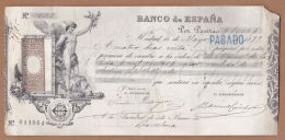 AC - BANCO DE ESPANA 1889 DATED 1000 PESETAS CHEQUE - Espagne