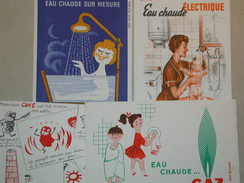 LOT DE 5 BUVARDS - Buvard Electricité Et Gaz - Coke Eau Chaude Chauffage (B3862) - Electricité & Gaz