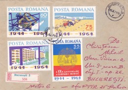 BV5556  COAT OF ARMS,ARHITECTURE, AGRICULTURE FULL SET STAMPS ON RGD COVER ROMANIA. - Briefe U. Dokumente