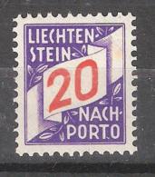 LIECHTENSTEIN  Nach Porto / TAXE 1928 ,  Yvert N° 16, 20 R Violet / Orange, Neuf ** / MNH, TTB !! - Taxe