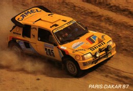 Carte Postale -   Sport Automoblile   -  Rallye  PARIS-DAKAR 87  (Peugeot, Camel, Shell) - Rallyes