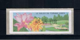 ATM, LISA1,  Ecopli, 0.45 EUR,  Salon Du Timbre, 26/06/2004. Lotus, Dalhia, Parc Floral De Paris Vincennes. - 1999-2009 Illustrated Franking Labels