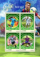 Sierra Leone 2016, Sport, Footballer, Messi, 4val In BF - Unused Stamps