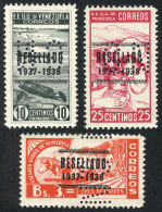 Yvert 83/85, 1937 Complete Set Of 3 Values, MNH, Excellent Quality, Rare, Catalog Value Euros 68. - Venezuela