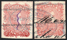 Sc.56/57, 1879 'Escuelas' 3V. And 5V., High Values Of The Set, VF Quality, Catalog Value US$132. - Venezuela