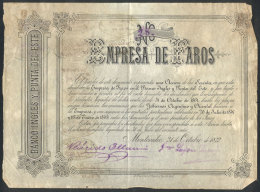 Certificate For 1 Share Of The Year 1872: LIGHTHOUSE Company 'Faros Del Banco Inglés Y Punta Del Este', Very... - Autres & Non Classés