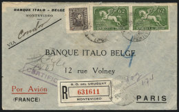 Registered Cover Franked With 1.74P., Sent From Montevideo To Belgium On 21/JUN/1935 Via CONDOR, VF Quality, Market... - Uruguay