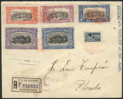 25/AU/1925 Montevideo - Florida, Registered First Flight Cover With Nice Postage, VF Quality! - Uruguay