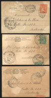 3 Postcards Sent From San José To Montevideo In 1905, All Franked With 2c. And Interesting Cancels: Oval... - Uruguay