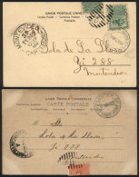 2 Postcards Sent To Montevideo In 1904 And 1905, Both Franked With 2c., Interesting Cancels: "E.SARANDI GRANDE -... - Uruguay