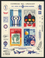 Sc.938/941, 1976 Argentina '78 Football World Cup + Other Topics, Imperf Souvenir Sheet Issued Without Gum, MNH,... - Uruguay