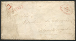 Cover Sent From Montevideo To Gualeguaychú On 20/SE/1858, With Oval Datestamp And Framed Straightline FRANCO... - Uruguay